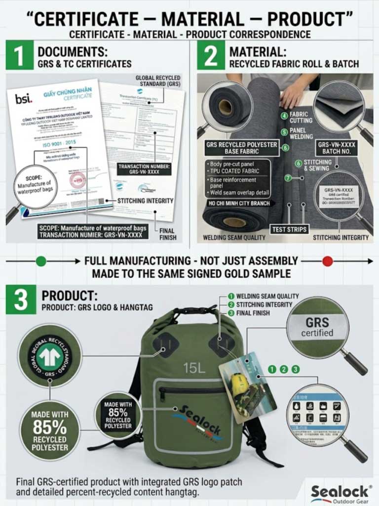 GRS Recycled Waterproof Bags for Sustainable Outdoor Brands