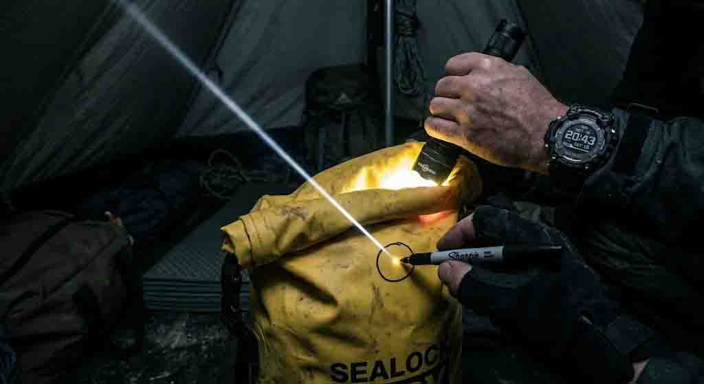 How to use a flashlight inside a dry bag to find hidden leaks and pinholes How to use a flashlight inside a dry bag to find hidden leaks and pinholes