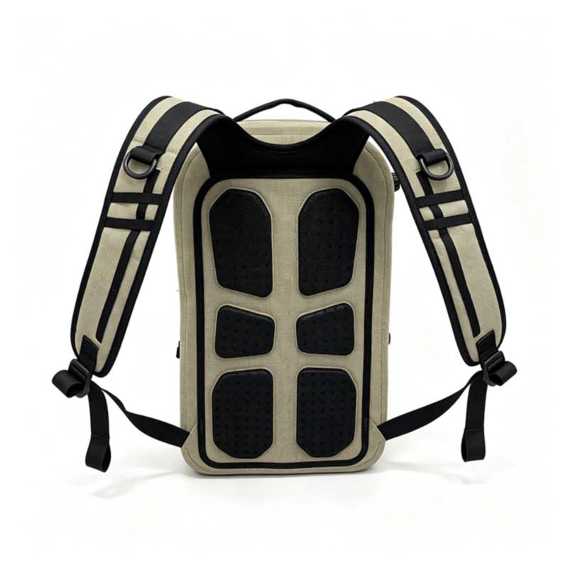 Ventilated block-pad back panel and S-curve shoulder straps of the SL-E1313 backpack
